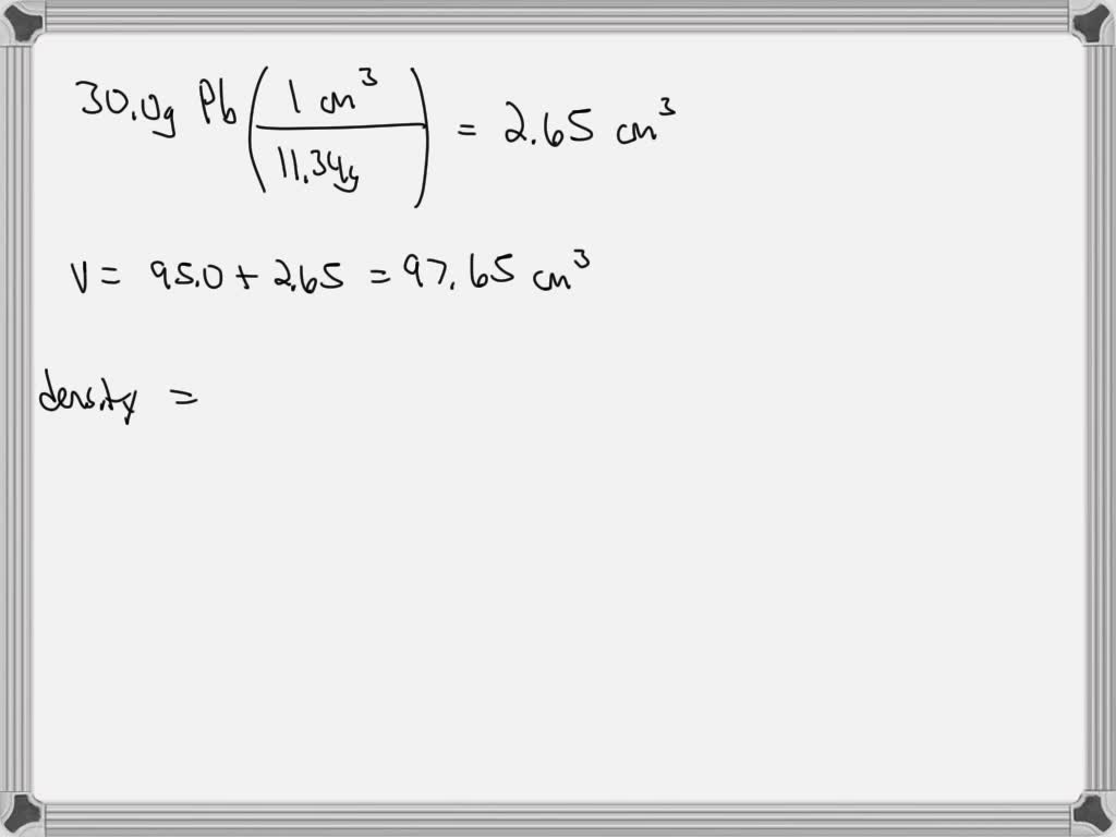 SOLVED The densities of cork, lead, and water are 0.240, 11.34, and 0.997 g/cm3 at 25°C