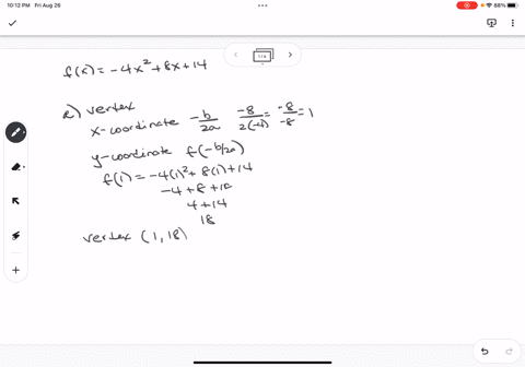 consider-the-parabola-given-by-the-equation-fx4x28x14-a-the-vertex-b-the-vertical-intercept-is-the-point-c-find-the-coordinates-of-the-two-x-intercepts-of-the-parabola-and-write-them-as-a-li-08167