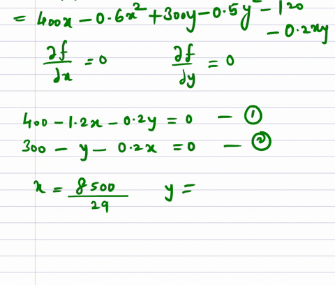 given-the-profit-function-fxy-40ox-06x2-300-y-05y2-_-120-0zxy-a-write-the-first-order-conditions-for-the-profit-maximization-write-the-foc-in-matrix-format-ax-b-a-is-the-coefficient-matrix-x-06906