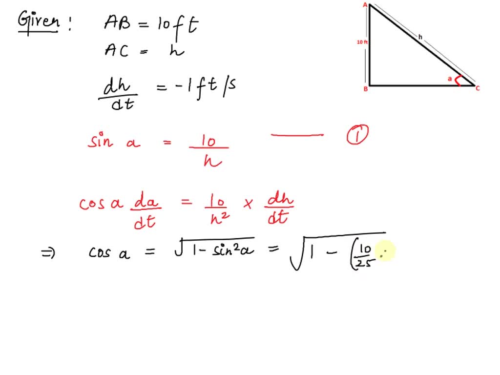 SOLVED: Angle of Elevation A fish is reeled in at a rate of 1 foot per ...