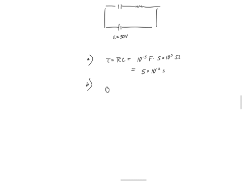 100-pf-capacitor-is-connected-through-0005-mo-resistor-to-difference-of-500-v-constant-potential-find-the-time-constant-plot-charge-on-the-capacitor-versus-time-let-time-constant-be-an-inter-54262