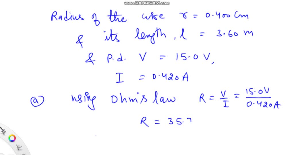 SOLVED: A wire 50.0 m long and 2.00 mm in diameter is connected to a ...