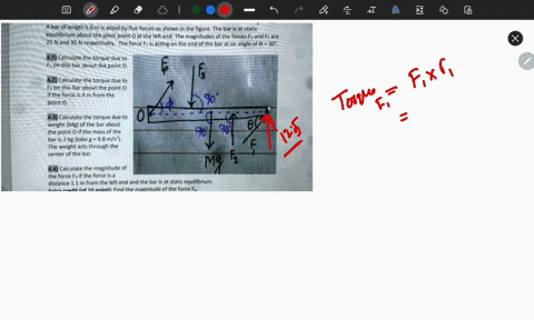 bar-of-length-56-m-is-acted-by-five-forces-a5-shown-in-the-figure-the-bar-is-at-static-equilibrium-about-the-pivot-point-0-at-the-left-end-the-magnitudes-of-the-forces-and-fz-are-25-nand-35-43229