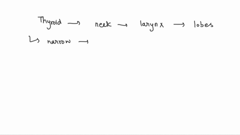 the-thyroid-gland-is-located-____________-to-the-larynx-and-is-composed-of-two-lobes-connected-by-a-narrow-band-of-tissue-called-the-___________-37235