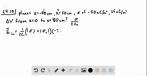 two-uniformly-charged-infinite-nonconducting-planes-are-parallel-to-a-y-z-plane-and-positioned-at-x-50-mathrmcm-and-x50-mathrmcm-the-charge-densities-on-the-planes-are-50-mathrmnc-mathrmm2-and-25-ma-2
