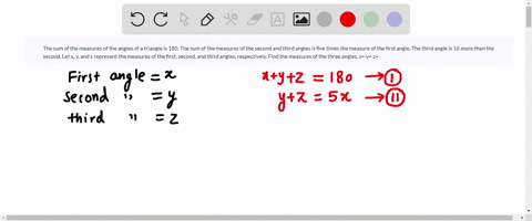 the-sum-of-the-measures-of-the-angles-of-a-triangle-is-180-the-sum-of-the-measures-of-the-second-and-third-angles-is-five-times-the-measure-of-the-first-angle-the-third-angle-is-16-more-than-14766