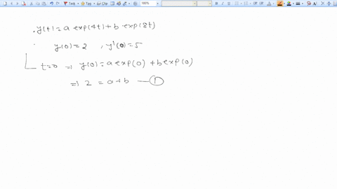 1-point-the-solution-of-a-certain-differential-equation-is-of-the-form-yt-aexp4t-bexp8t-where-and-b-are-constants-the-solution-has-initial-conditions-y0-2and-y-0-5_-find-the-solution-by-usin-46277