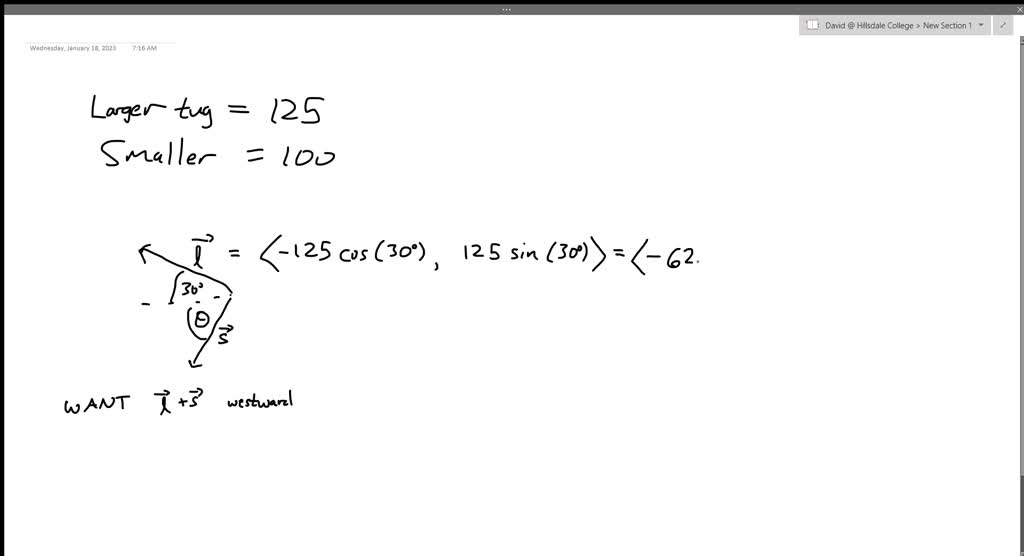 SOLVED point) A large ship is being towed by two tugs The larger tug