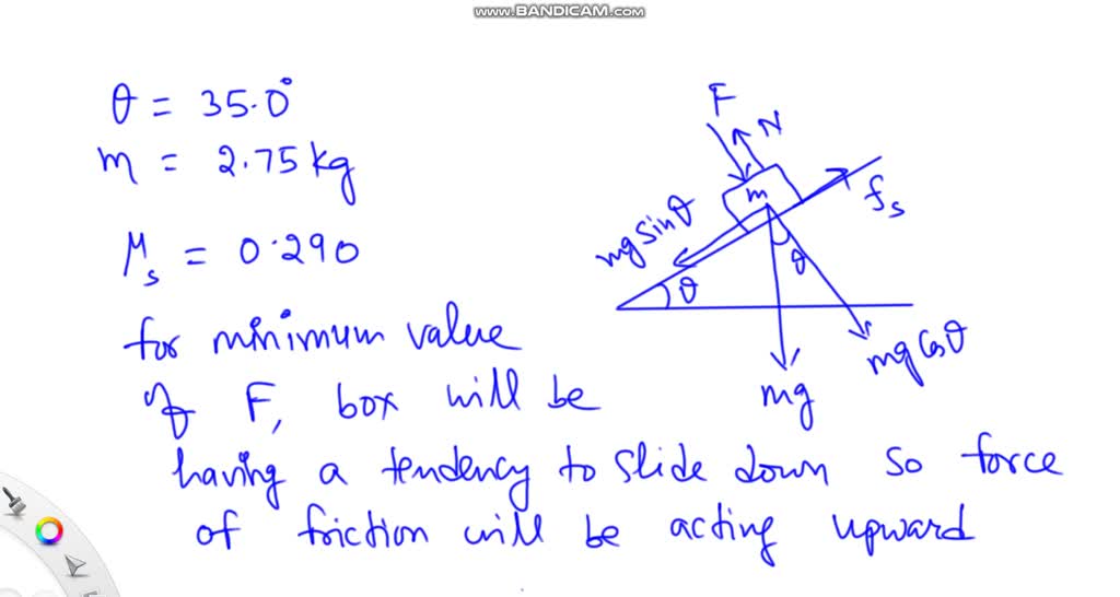 SOLVED: The figure below shows a box with mass of m 2.75 kg on a ramp ...