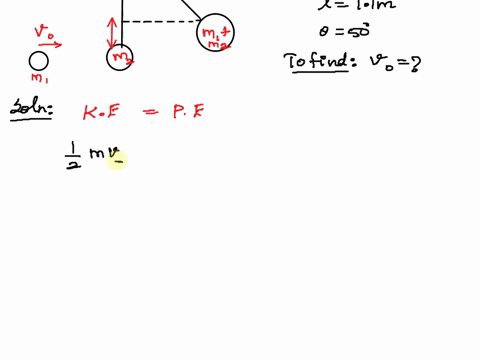 a-310-g-ball-is-fired-horizontally-with-initial-speed-v0-toward-a-110-g-ball-that-is-hanging-motionless-from-a-110-m-long-string-the-balls-undergo-a-head-on-perfectly-elastic-collision-after-81176