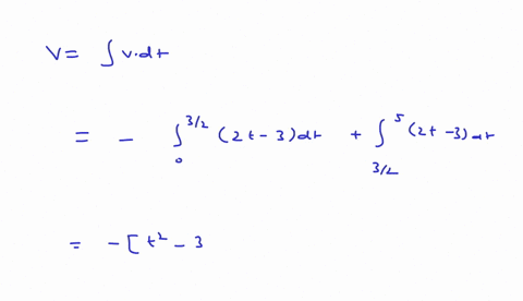 a-particle-moves-in-a-straight-line-and-its-speed-depends-on-time-as-v-2t-3-intvdt-represents-the-distance-travelled-of-the-particle-then-find-the-displacement-of-the-particle-in-5-s-22901