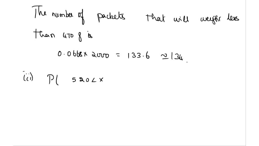 SOLVED The average weight of a packet of sugar packed by a certain