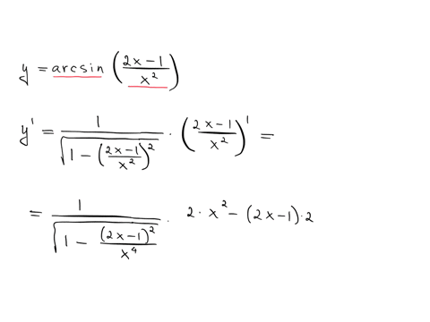 the-first-derivative-of-y-arcsin-2x-1x2-equals