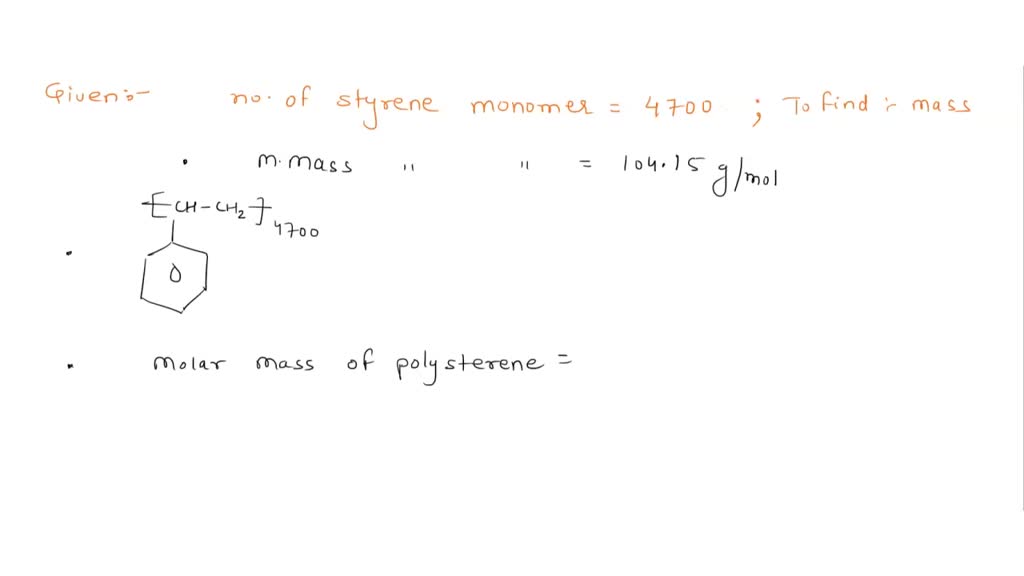 Calculate the mass for one mole of a polystyrene polymer consisting of