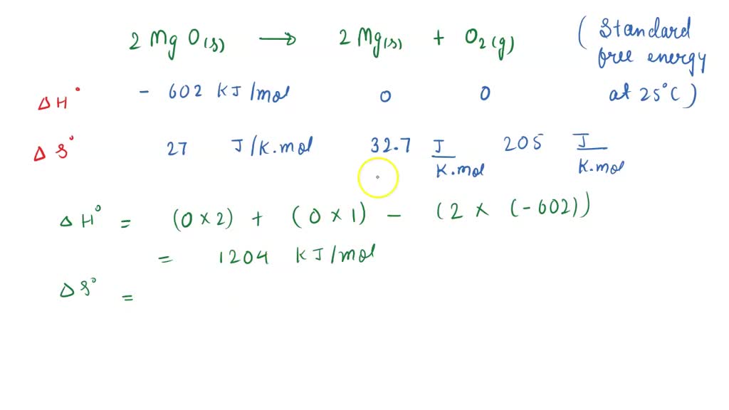 SOLVED: Calculate The Standard Free Energy Change, ∆G° (in KJ), For The ...