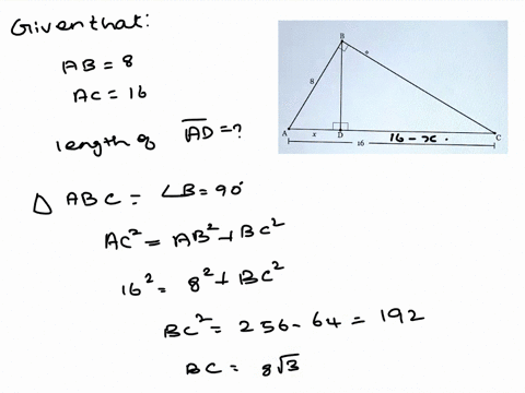 given-right-triangle-abc-with-altitude-bd-drawn-to-hypotenuse-ac-if-ab-8-and-ac-16-what-is-the-length-of-ad-16-answer-submit-answer-55114