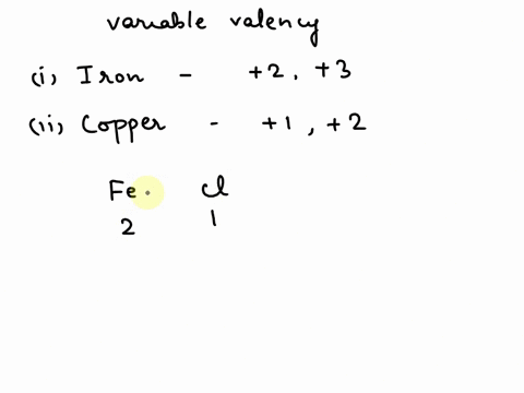 Iron Variable Valency Two elements having valency 4 write the names from the...