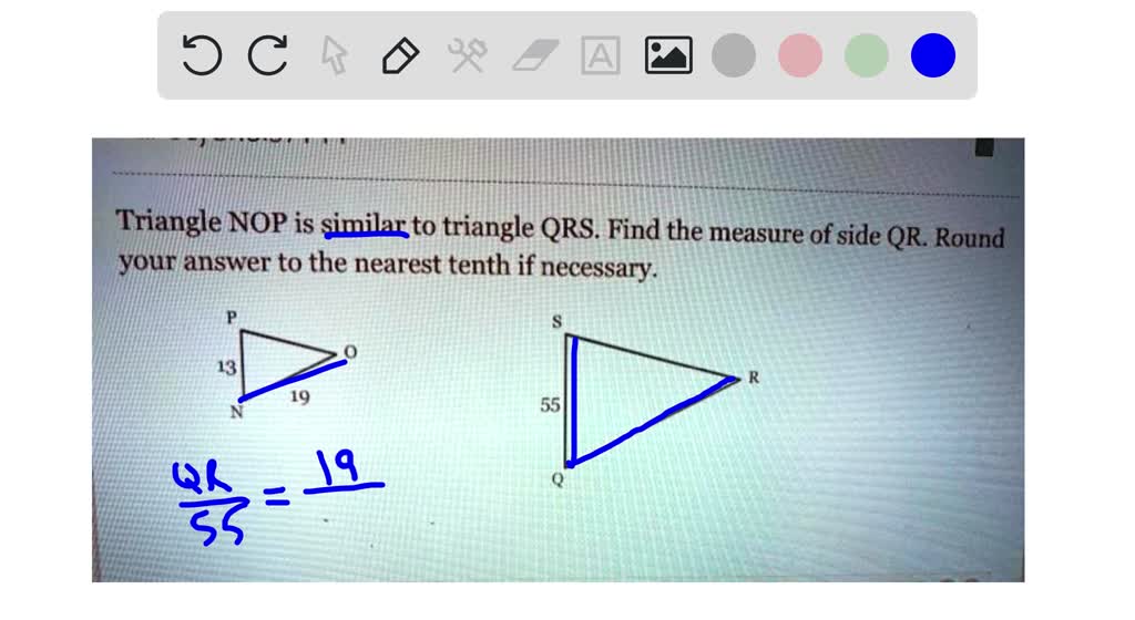 SOLVED Triangle NOP is similar to triangle QRS Find the measure of