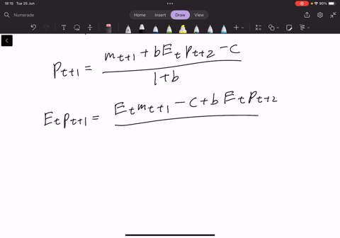 consider-a-discrete-time-version-of-the-analysis-of-money-growth-inflation-and-real-balances-in-section-121-suppose-that-money-demand-is-given-by-mt-pt-c-bet-pt1-pt-where-m-and-p-are-the-logs-of-the-m