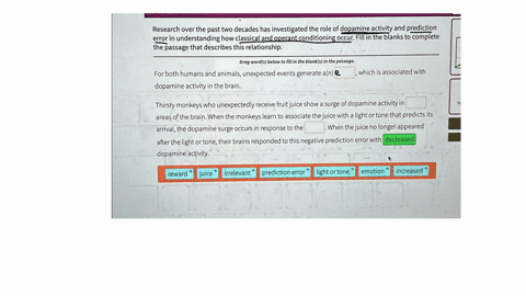 research-over-the-past-two-decades-has-investigated-the-role-of-dopamine-activity-and-prediction-error-in-understanding-how-classical-and-operant-conditioning-occur-fill-in-the-blanks-to-com-02186