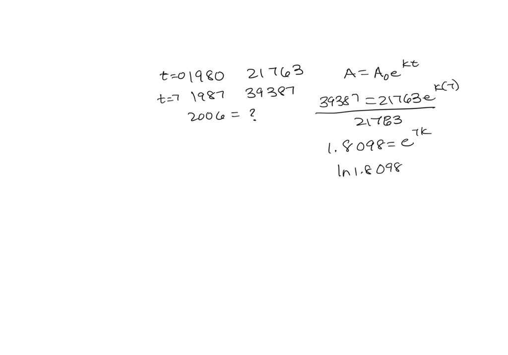 SOLVED The population of Cary in 1980 was 21763. In 1967, the