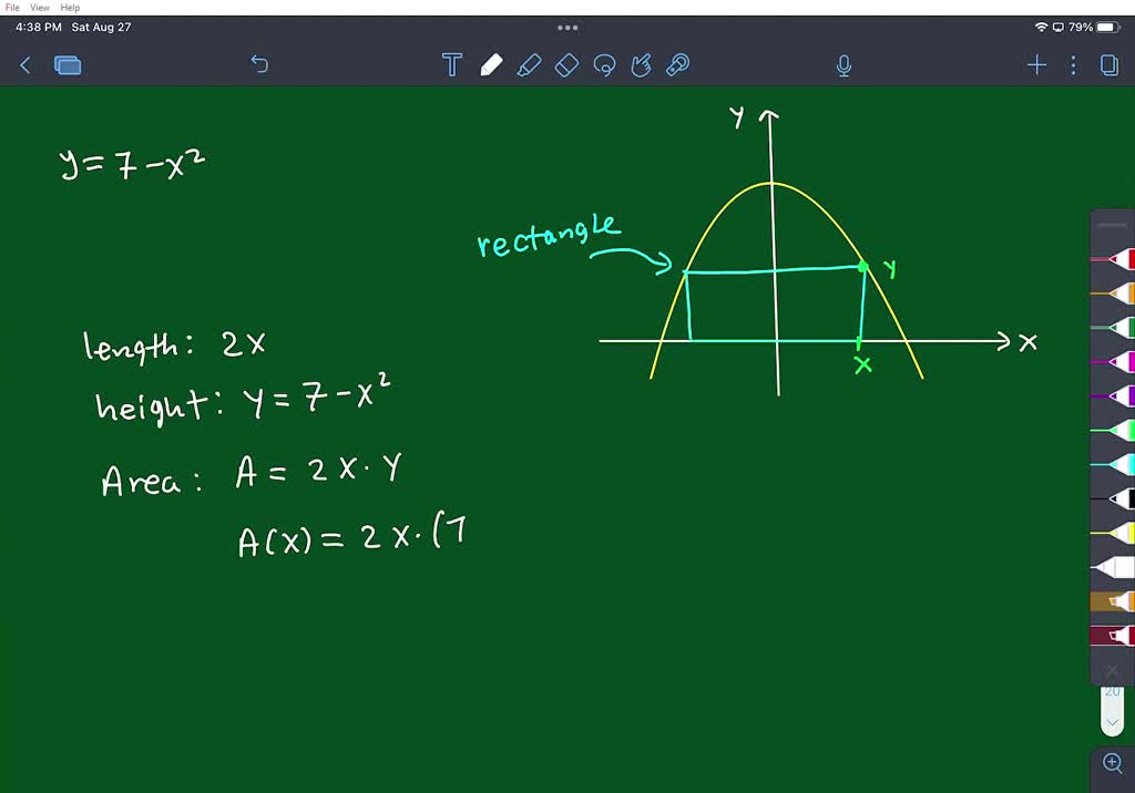 SOLVED Find the largest possible area for rectangle with base on the