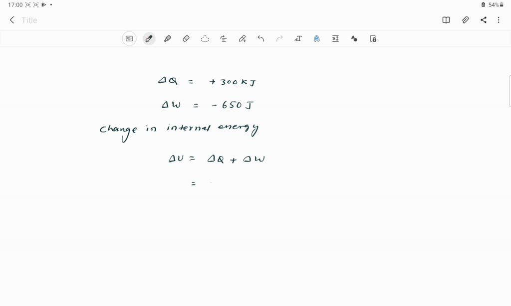 SOLVED A system bsorbs 300 kJ of heat and does 650 of work on the