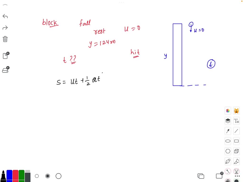 SOLVED a block falls rest off a building that is y=124 m tall at what