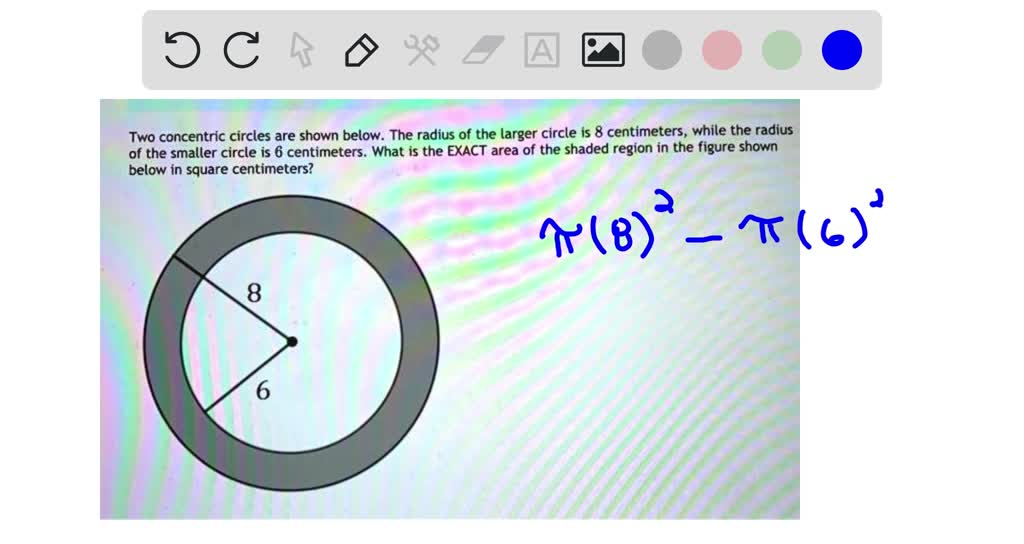 Two concentric circles are shown below The radius of the larger circle ...