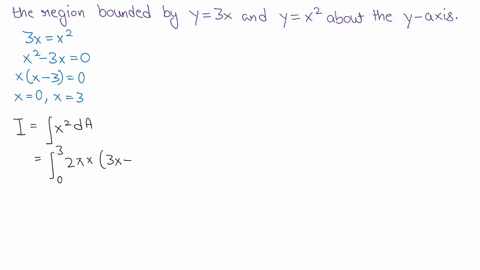 find-the-radius-of-gyration-with-respect-to-its-axis-of-the-solid-generated-by-revolving-the-region-bounded-by-y-3x-and-yx2-about-the-y-axis-if-p-is-the-density-then-the-radius-of-gyration-i-47509