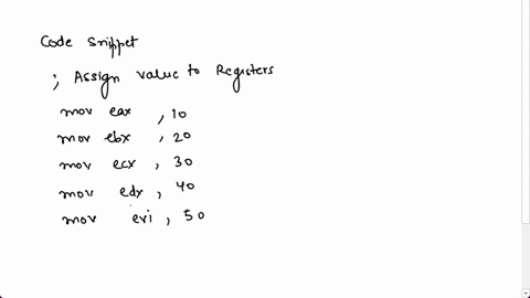 must-be-in-assembly-language-irvine32-write-a-program-that-does-the-following-a-assigns-integer-values-to-eax-ebx-ecx-edx-esi-and-edi-b-uses-pushad-to-push-the-general-purpose-registers-on-t-59759