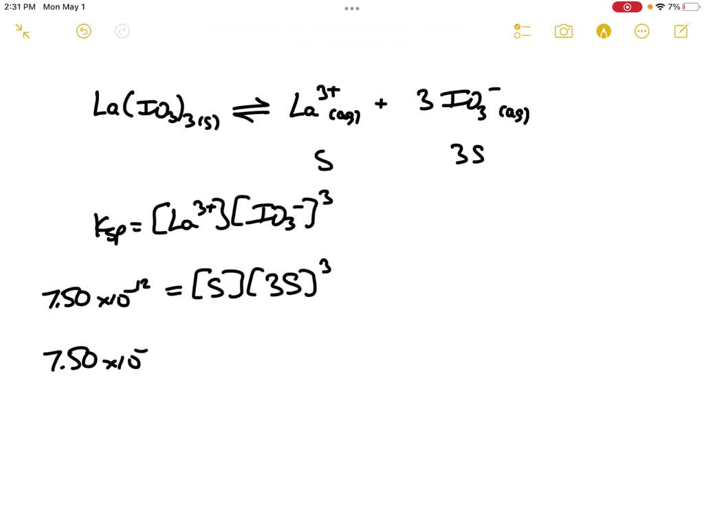 Solved The Kep Of Cerium Iii Iodate Ce Iosh Is 1 40 10 Calculate The Molar Solubility Of