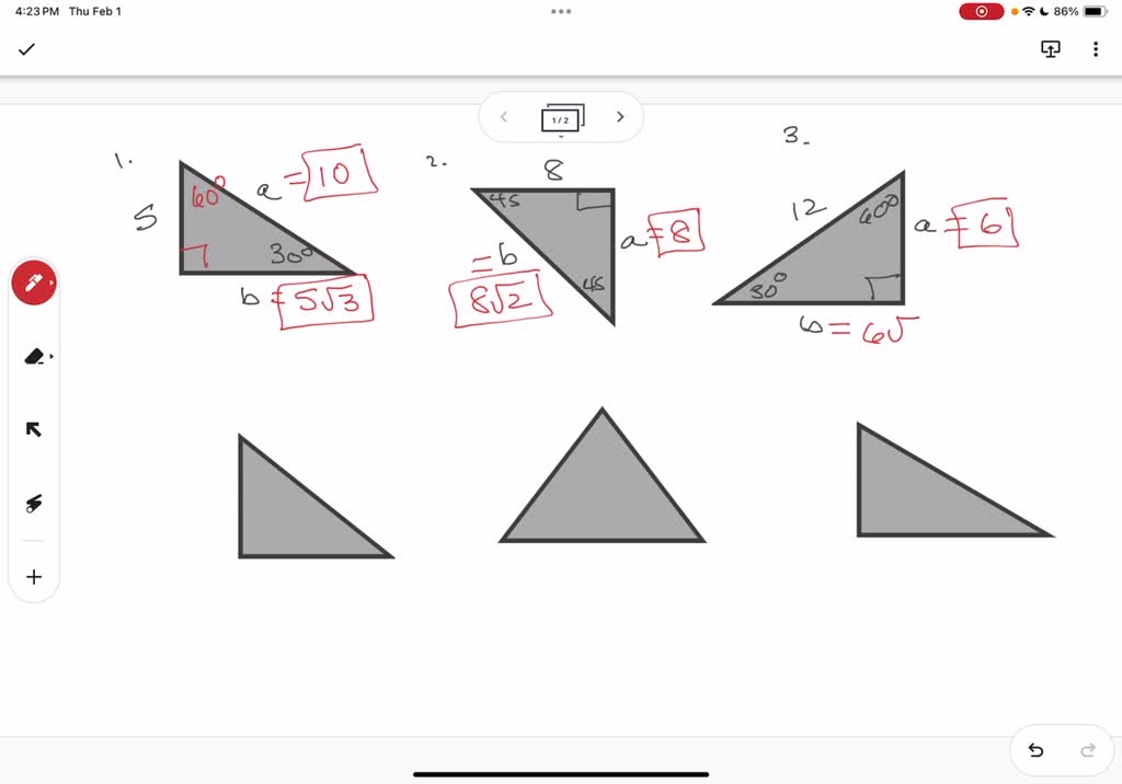 SOLVED: Special Right Triangles long leg = âˆš3 * short leg hypotenuse ...