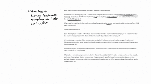 read-the-fictitious-scenario-below-and-select-the-most-correct-answer-sarah-owns-eco-building-pty-ltd-a-construction-company-that-specialises-in-environmentally-friendly-building-materials-sarah-must