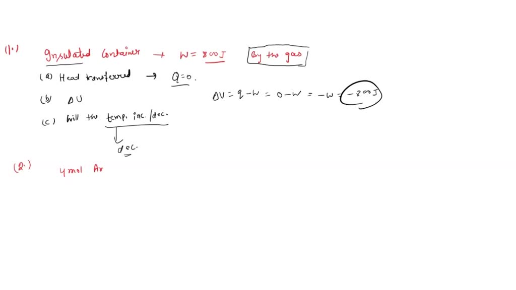 SOLVED The volume of a gas decreases from 8 to 2 liters under a constant pressure of one