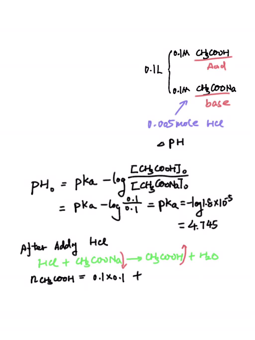 SOLVED: What is the magnitude of the change in pH when 0.005 moles of ...