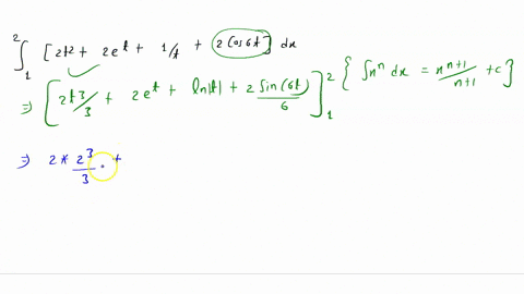 bcalculate-the-definite-integral-2-1-2t2-2et-1t-2-cos6tdt