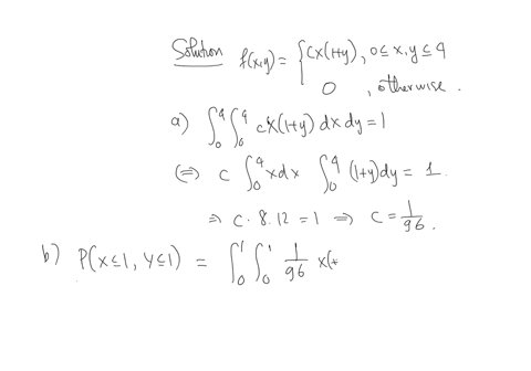 the-joint-density-function-for-a-pair-of-random-variables-x-and-y-is-given-round-your-answers-to-four-decimal-places-jcx1-y-fx-y-if-0-x40-y-4-to-otherwise-a-find-the-value-of-the-constant-c-10577