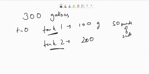 consider-the-two-tanks-shown-in-the-figure-below-each-has-capacity-of-300-gallons-at-time-0-tank-contains-00-gallons-of-brinc-solution-and-tank-contains-200-gallons-of-brine-solution-each-ta-83734