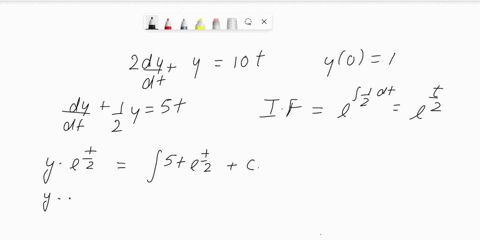 point-solve-the-following-initial-value-problem-2dy-y-10t-dt-with-y0-1-find-y-as-a-function-of-t-y-53687