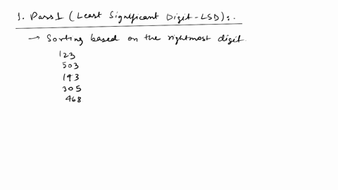 demonstrate-radix-sort-on-the-following-array-show-the-data-after-each-pass-123-465-219-143-167-305-269-503-37482