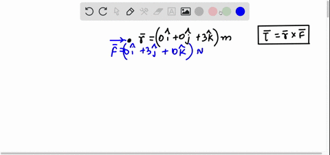 a-force-f0i3j0k-n-acts-on-an-object-at-a-point-located-at-a-position-r0i0j3k-m-whats-the-torque-that-this-force-applied-about-the-origin-in-si-units-15477