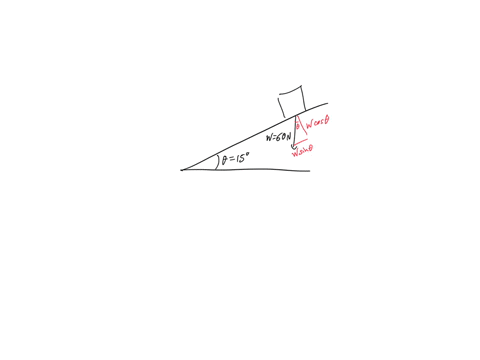 a-600-n-box-is-resting-on-a-ramp-that-is-inclined-15-degrees-to-3-sig-figs-a-find-the-magnitude-of-the-normal-perpendicular-component-of-the-force-and-b-the-magnitude-of-the-component-of-the-67717
