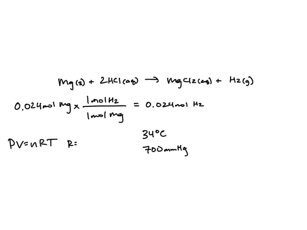 SOLVED Magnesium metal reacts with hydrochloric acid to produce