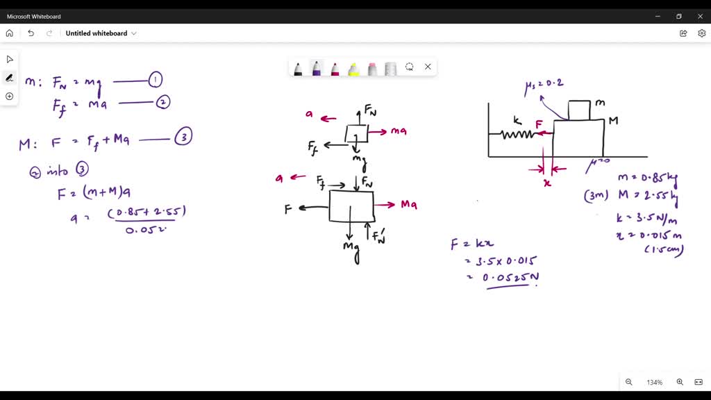 solved-a-small-block-of-mass-m-850-g-is-placed-on-top-of-a-larger