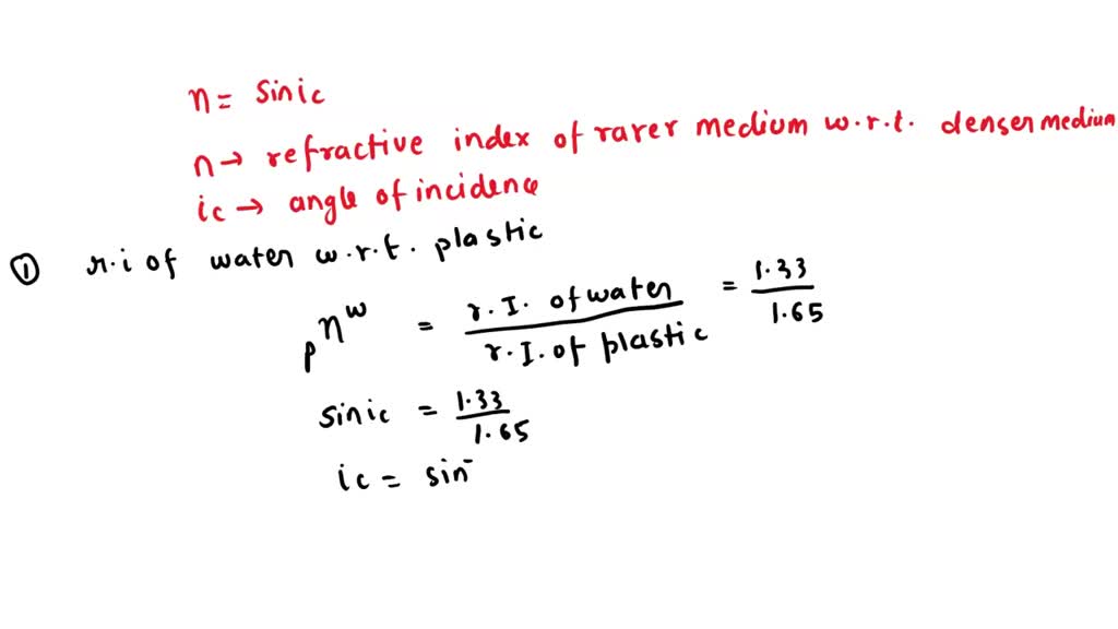 SOLVED A plastic light pipe has an index of refraction of 1.65. For total internal reflection
