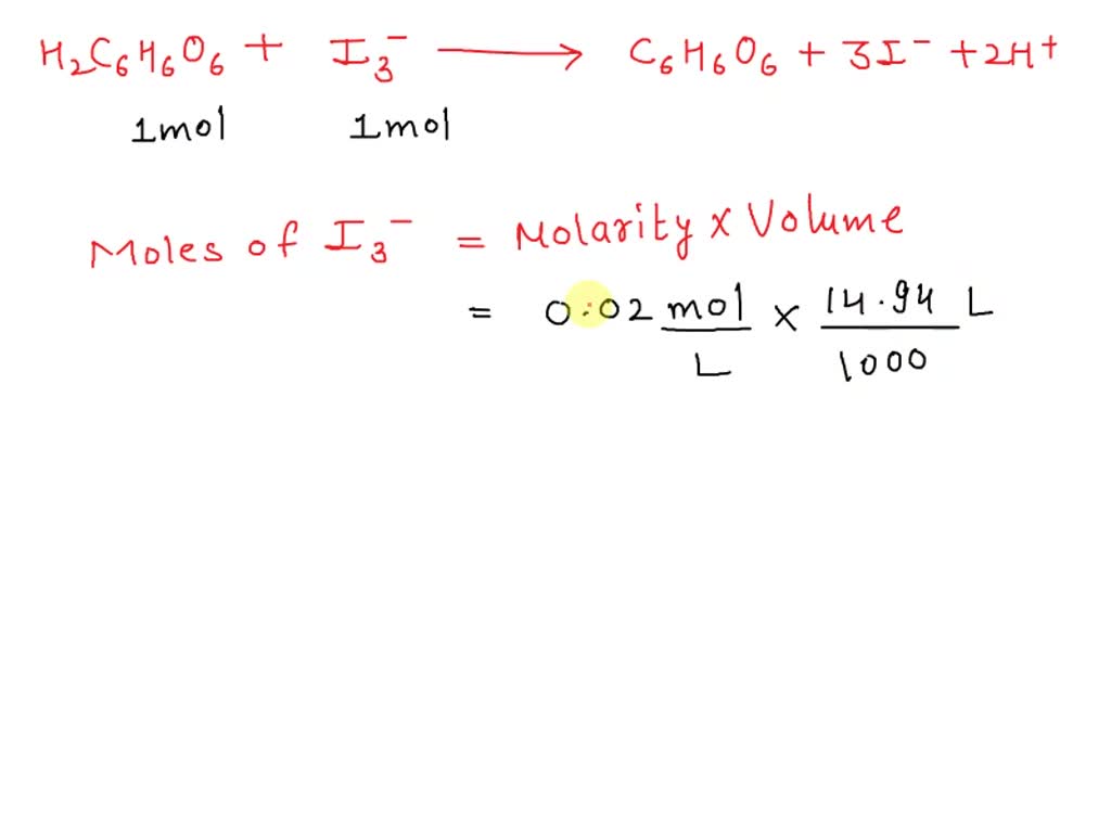 SOLVED Use the data given below to determine the amount of ascorbic