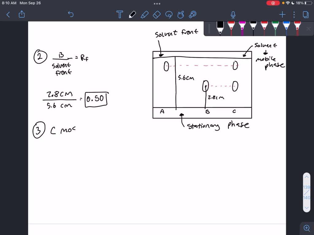 SOLVED PreLab Questions Figure sample paper chromatogram for three samples A, B, and C