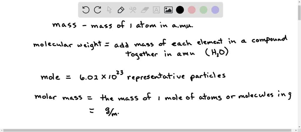 Relationship Between Mass Moles And Molecular Weights