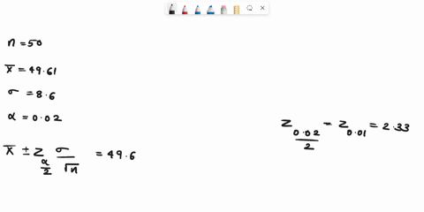 a-sample-of-size-n50-is-drawn-from-a-normal-population-whose-standard-deviation-is-86-the-sample-mean-is-x4961-part-1-of-2-a-construct-a-98-confidence-interval-for-round-the-answer-to-at-lea-43865